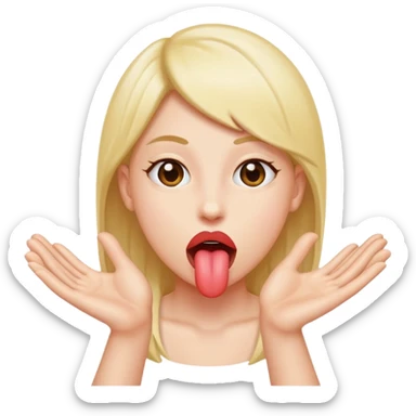 tongue out with hands sticking out to the side sticker