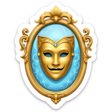 magic mirror on the wall from Shrek with a theater mask inside sticker