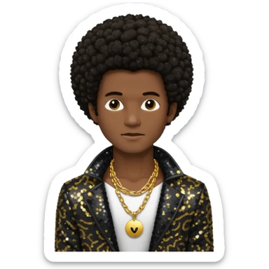 Gallant, R&B Singer with dark brown afro hair, black sequin jacket, shirtless with necklace sticker
