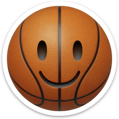 A basketbal with a smile sticker