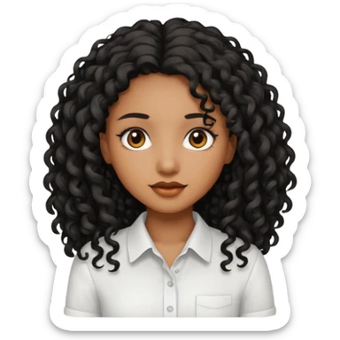 Uma menina morena cabelo cacheado longo e preto  sticker