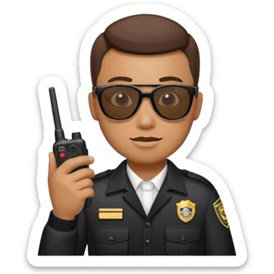 school security, sun glasses, holding walkie-talkie sticker