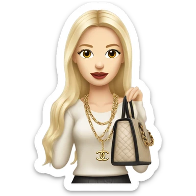 Blonde Chanel Russian Girl with Birkin bag and Chanel necklace sticker