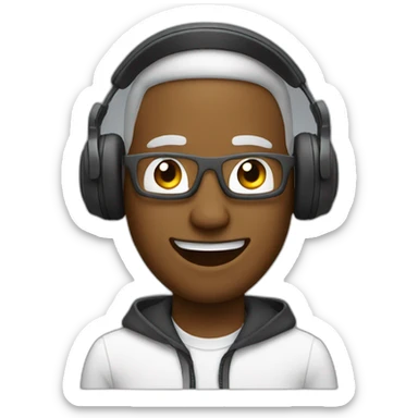 man wearing headphone and enjoy music sticker