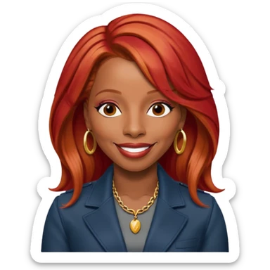 Mary J Blige with long red hair sticker