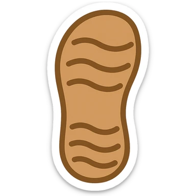 Create an emoji style sandal sole with minimal detail, matching the reference image, with a thinner outline. The style should reflect the look of apple style emojis with simple and clean design. sticker