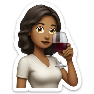 Brunette drinking wine sticker