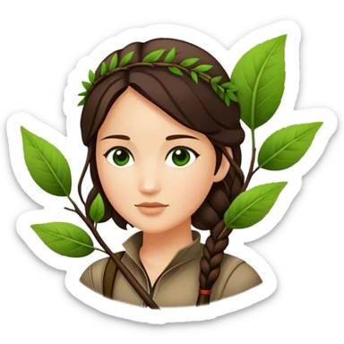 katniss root with green leaves sticker