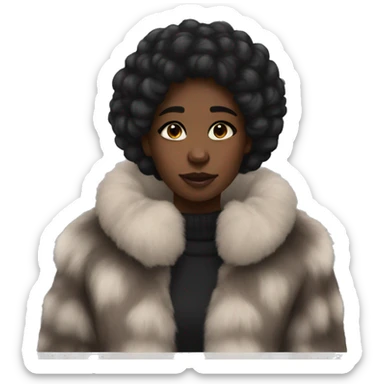 Black girl in fur coat aesthetic  sticker