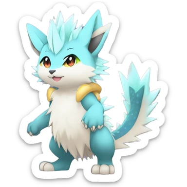 Anthro Scalie Spiky Cool Edgy Magical Shiny Colorful Pastel Sparkle Kemono-style Chibi Fantasy-Animal-Fakémon-Pokémon-Hybrid Fur Sona Aesthetic Full Body sticker