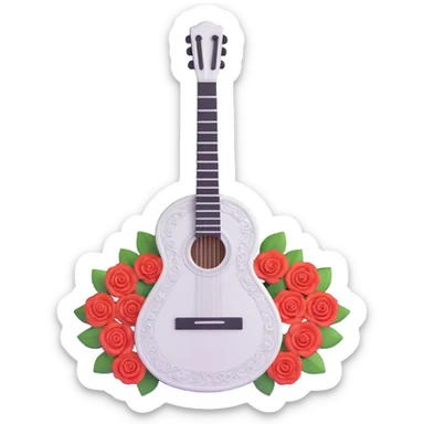 white classical Spanish guitar with intricate rosette designs sticker
