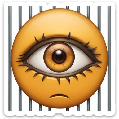 Large eye behind metal bars. sticker