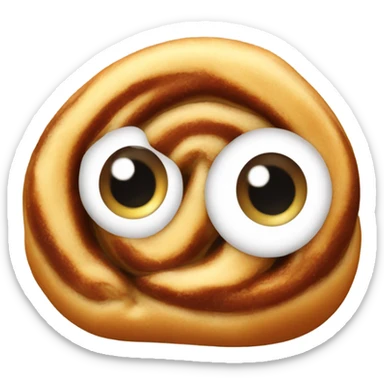 a single cinnamon bun with cute eyes sticker