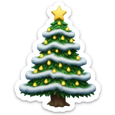 a christmas tree with snow and royal blue lights sticker