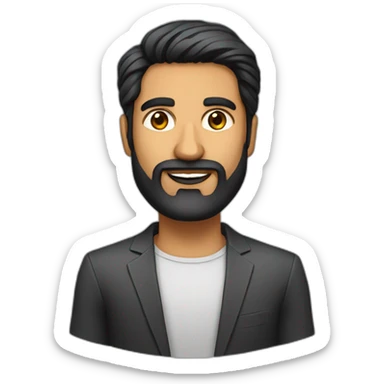 Indian man dark hair and beard CEO of cool tech startup sticker