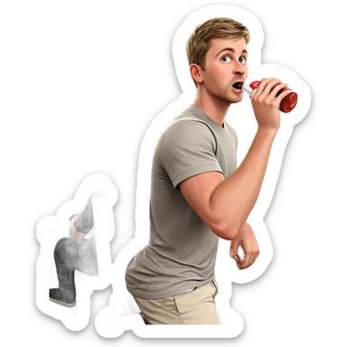 boys enjoying drinks indoors sticker