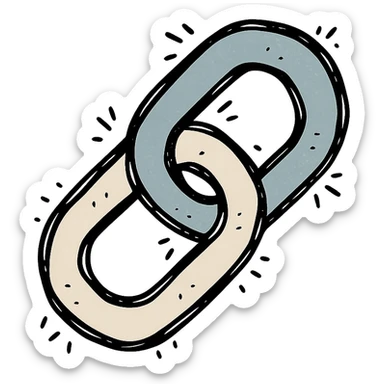 icon-black-outlined-chaotic style light blue and light beige link icon sticker