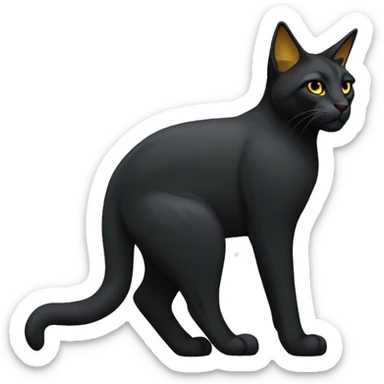 Pointed black ears like lynx sleek solid black furred cat full body yellow eyes  sticker