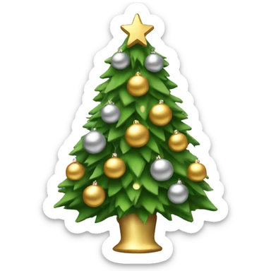 christmas tree with silver and gold ornaments  sticker