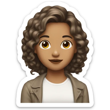 A girl with a wayv but not that wayv hair, brown light skin but not that brown, medium length hair sticker