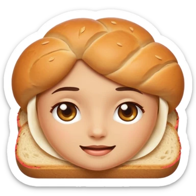 Sexy Bread emoji avatar, cute and minimalistic style, warm eyes and gentle smile, flat design, soft shapes, clean modern look, highly recognizable at small sizes, centered composition, transparent or solid background, app icon quality. sticker