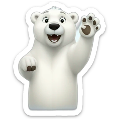  Polar bear say hello and greets by waving his paw sticker