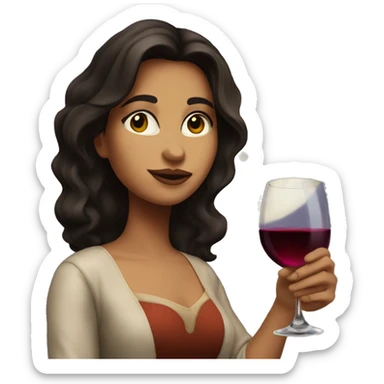 Medium-haired Brunette Latina Girl near the moon with wineglass in hand sticker