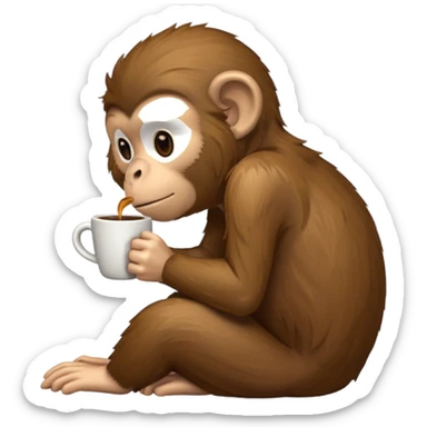 side profile monkey sipping coffee  sticker