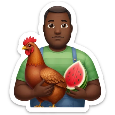 Big black man holding chicken and watermelon sticker