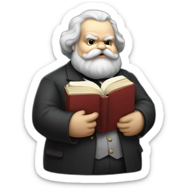 fat karl marx with a book in his hand sticker