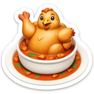 Cinematic Realistic Butter Chicken Dish Emoji, depicted with tender chicken simmered in a creamy tomato‚Äêbased sauce rendered with rich textures and dynamic, appetizing lighting. sticker