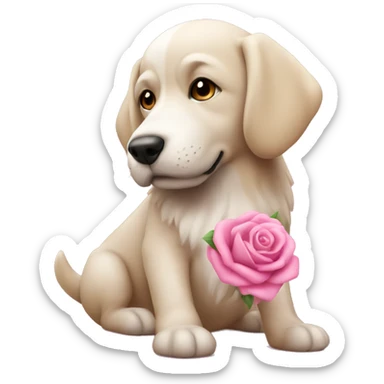 Cão com um lacinho rosa sticker