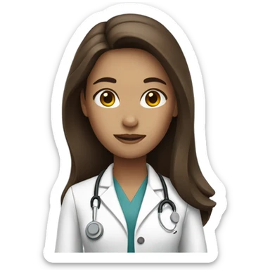Female brown long hair Doctor sticker