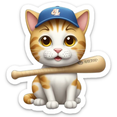 a cute cat with a baseballbat sticker