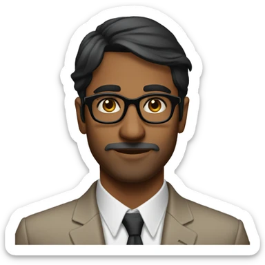 indian man in 20s with slightly longer face without mustache and black tomford glasses sticker