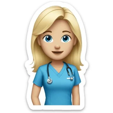Girl with blonde hair blue eyes in scrubs  sticker