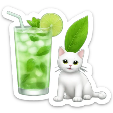 Mojito and white cat sticker