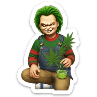 Chucky and weed sticker