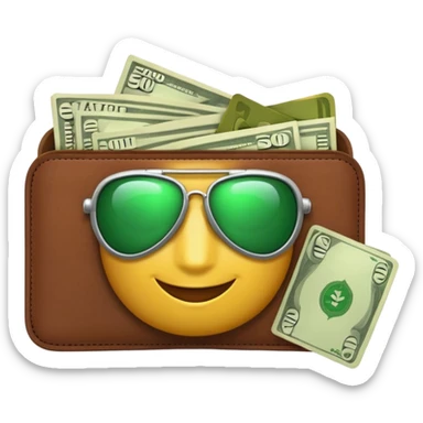 Aviator money emoji, wallet full of cash, casino vibe, premium 3D emoji style, clean, no background
 sticker