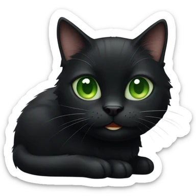 black short hair cat with green eyes winking sticker