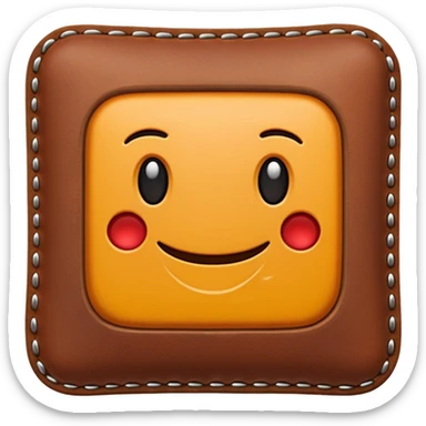 Apple-style 3D emoji of a flat rectangular piece of leather fabric, with stitched edges, soft texture but slightly shiny, representing industrial leather as material. sticker