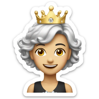 girl happy emoji with diamond crownhappy emoji with diamond crown sticker