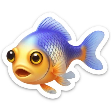 small cute gold fish with big eyes in aquerium sticker