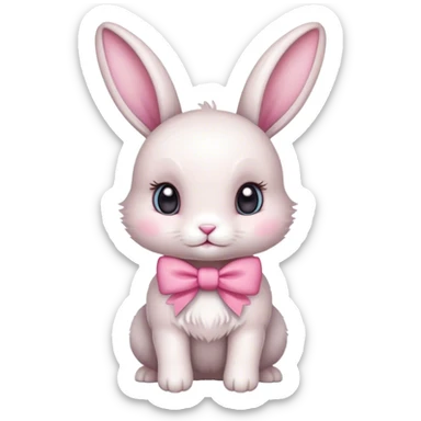 bunny with a pink bow cute small sticker