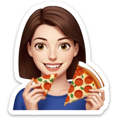 Anne Hathaway with pizza sticker