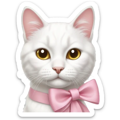 White cat white pink bow sticker