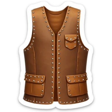 A sleeveless leather tunic stitched with bone needles, brown color









 sticker