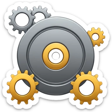 settings gear icon for site navigation. just one gear. no happy face, just grey sticker