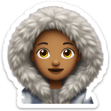 girl with fluffy winter coat  sticker