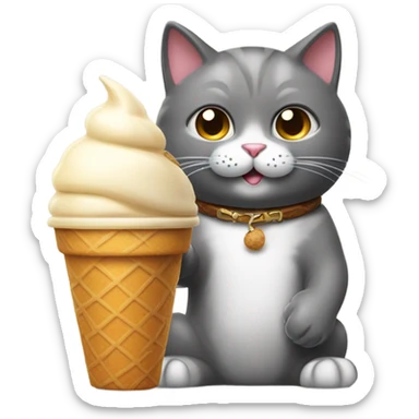 A cat holding an ice cream with one hand and an ice tea with the other hand  sticker
